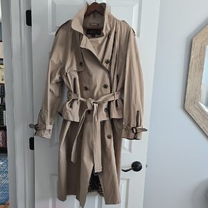London Fog Tan Trench Coat with Classic Belted Design